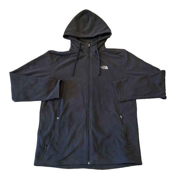 The North Face Men's Full Zip Hooded Fleece Jacket Black Size L - Picture 1 of 6